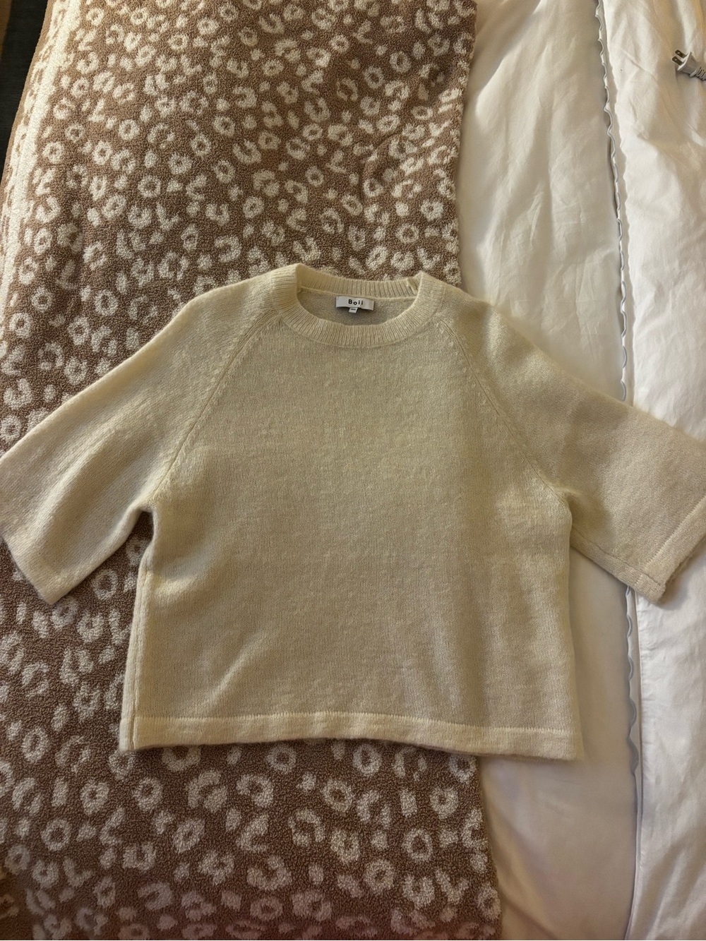 Boii Cream Short-Sleeve Knit Sweater